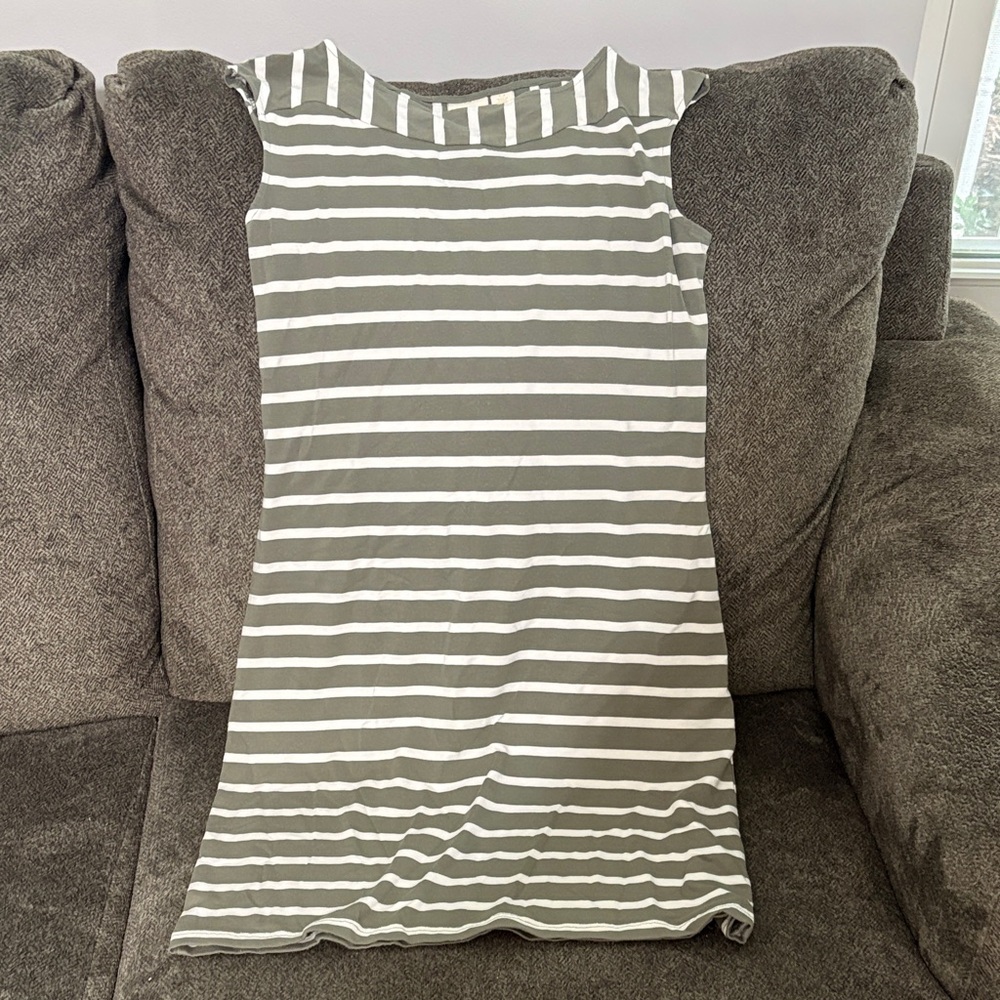 Chico's Gray and White Striped Top